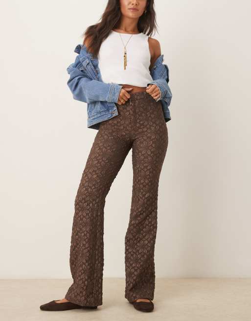 Free People Runway floral flared pants in French chocolate, 5 of 5