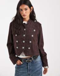 Free People ryland military band jacket in brown