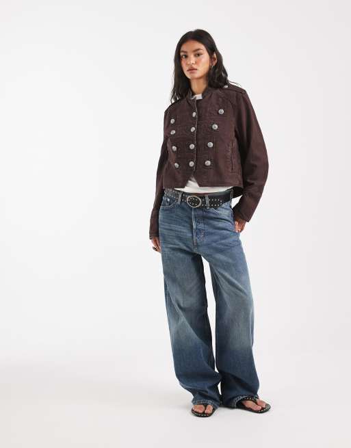 Free People ryland military band jacket in brown, 2 of 4