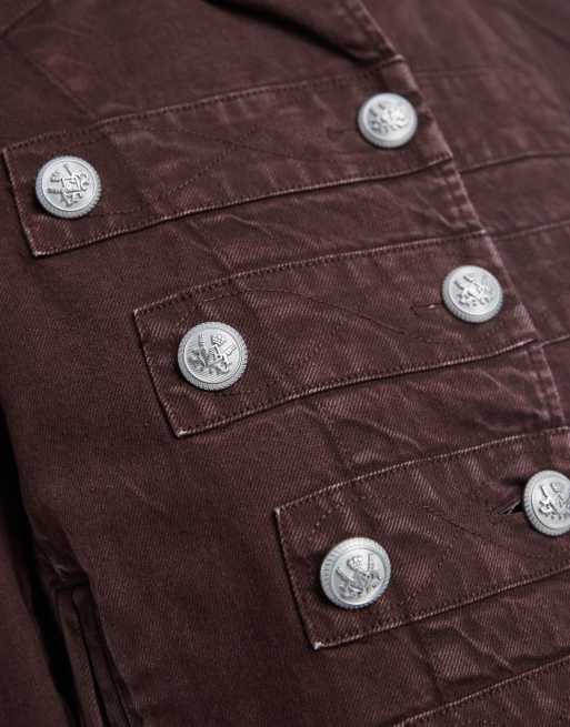 Free People ryland military band jacket in brown, 3 of 4