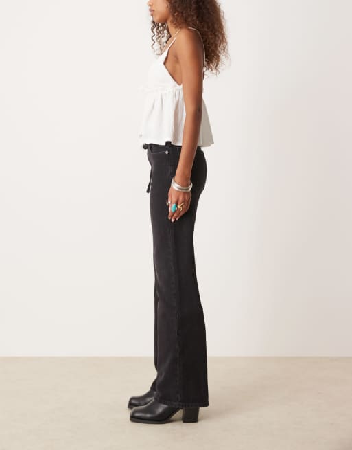 Free People Sabine relaxed straight leg belted jeans in washed black, 3 of 5