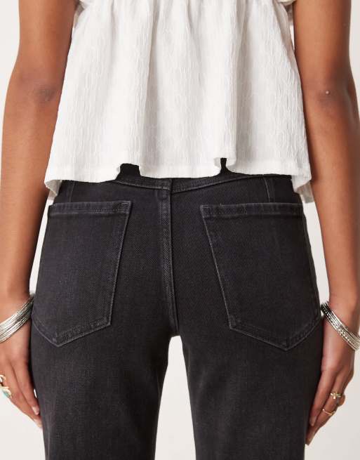 Free People Sabine relaxed straight leg belted jeans in washed black, 4 of 5