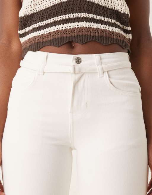 Free People sabine slim a-line flared jeans in white | ASOS
