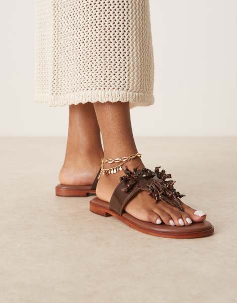 Free People Sadie fringe sandals in patent cognac - view 1