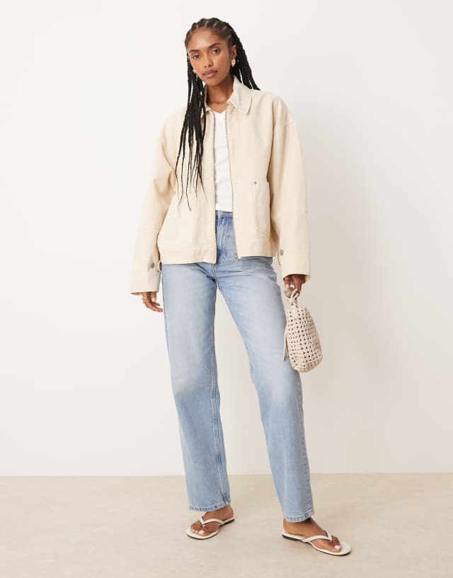 Free People sally canvas jacket in ivory | ASOS