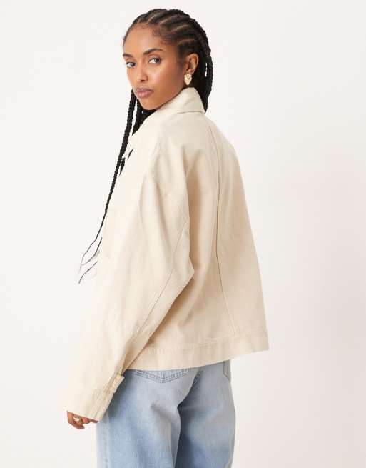 Free People sally canvas jacket in ivory | ASOS