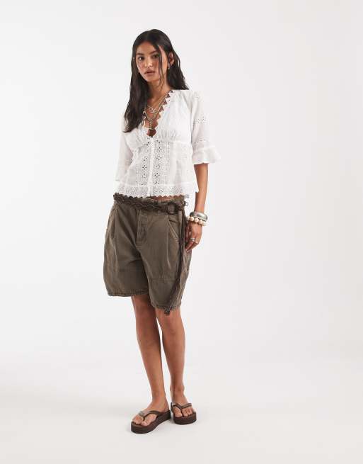 Free People – Salone – Boho-Bluse in Elfenbein mit Lochstickerei, 2 von 4