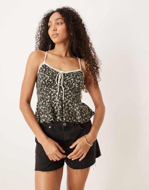 Free People sammi ditsy printed tank in black