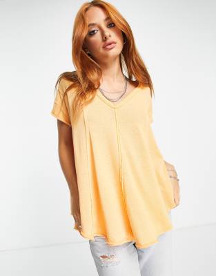 Free People Sammie oversized T-shirt in washed yellow - ASOS Price Checker