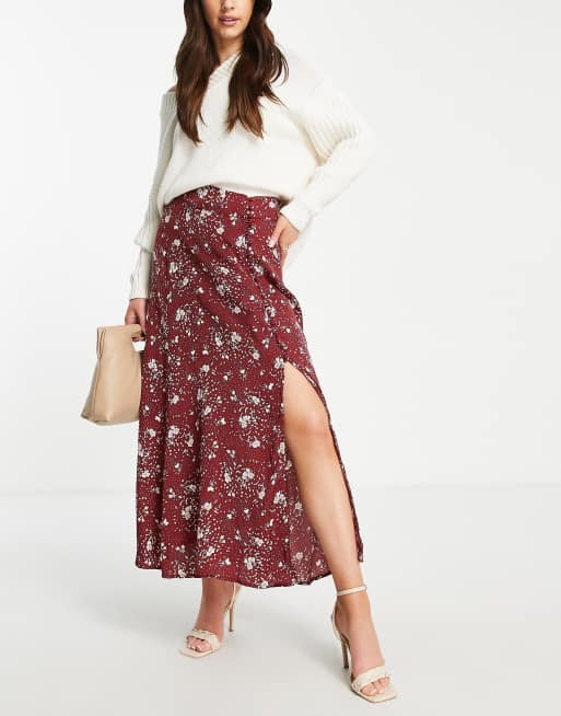Free People - Sammy - Jupe mi-longue à boutons et imprimé fleuri vintage