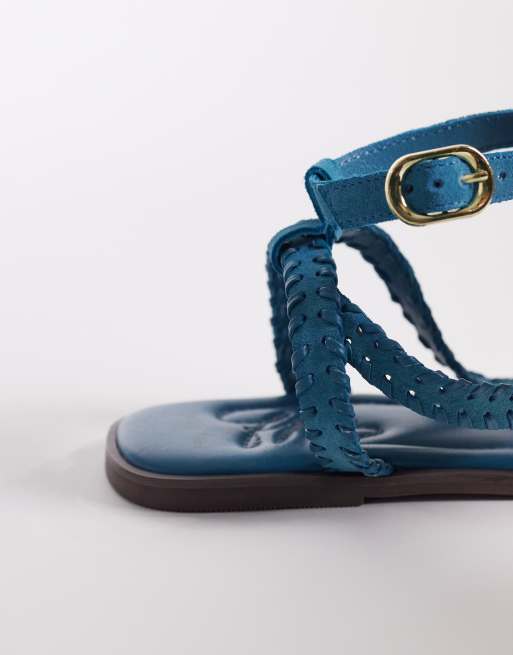 Free People - Sandali color smeraldo con impunture ondulate, 3 di 4