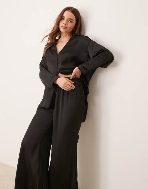 Free People satin pajama set in slate - view 1
