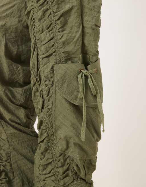 Free People - Scorpio - Gesmokte broek in kaki, 5 van 5