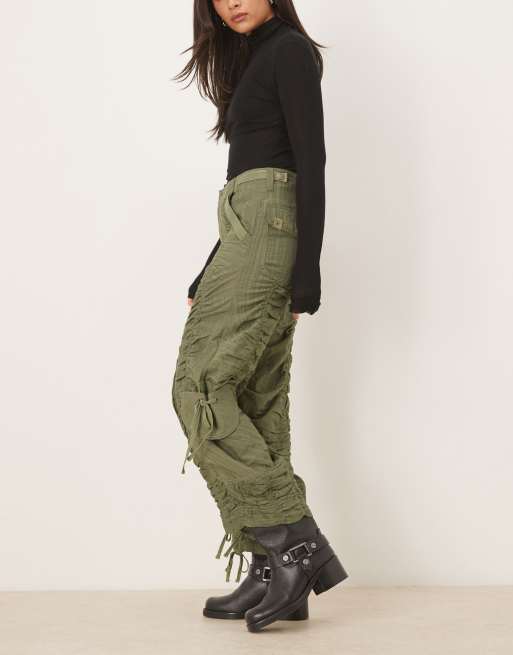 Free People - Scorpio - Pantaloni effetto stropicciato kaki, 2 di 5