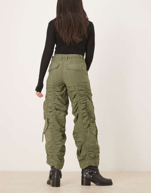 Free People - Scorpio - Pantaloni effetto stropicciato kaki, 3 di 5