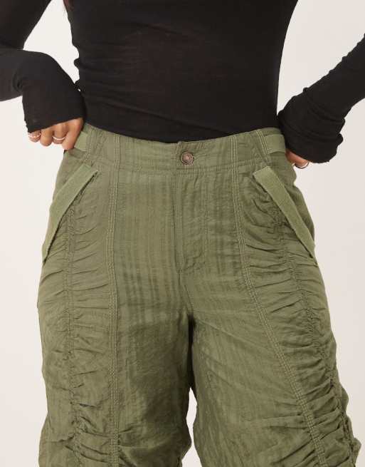 Free People - Scorpio - Pantaloni effetto stropicciato kaki, 4 di 5