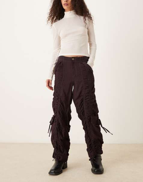 Free People scorpio shirred trousers in black coffee - view 1