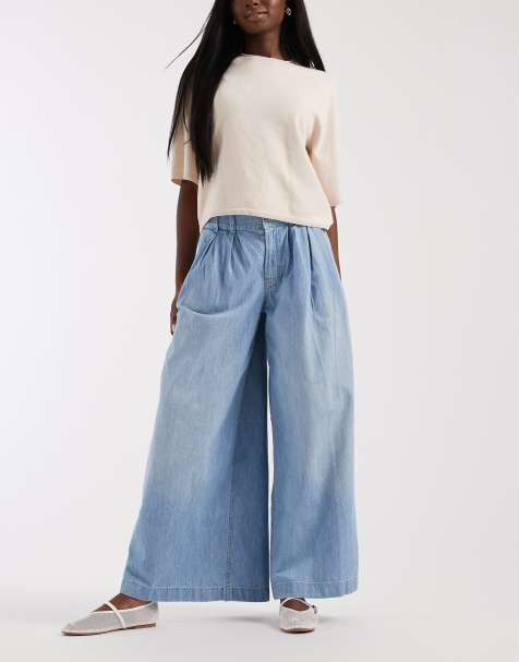 Free People scout wide leg trousers in california blue - view 1