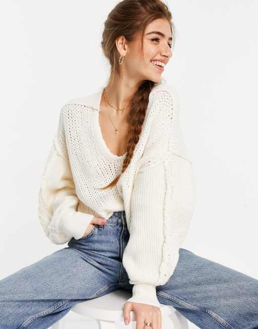 Cropped chunky knit on sale sweater