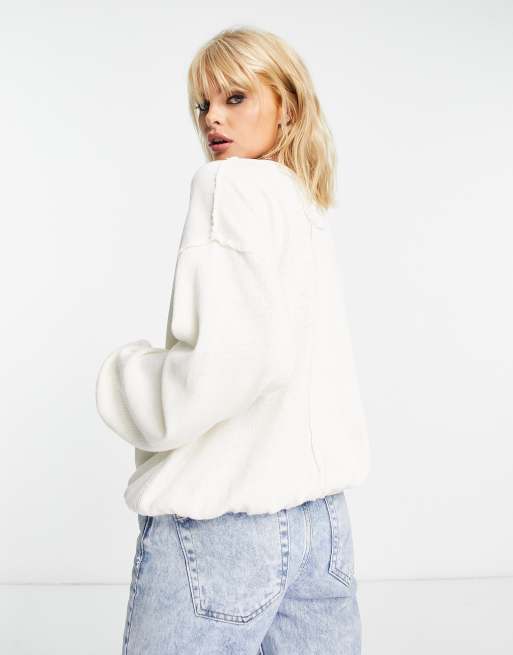 Free People seam detail sweater in off-white