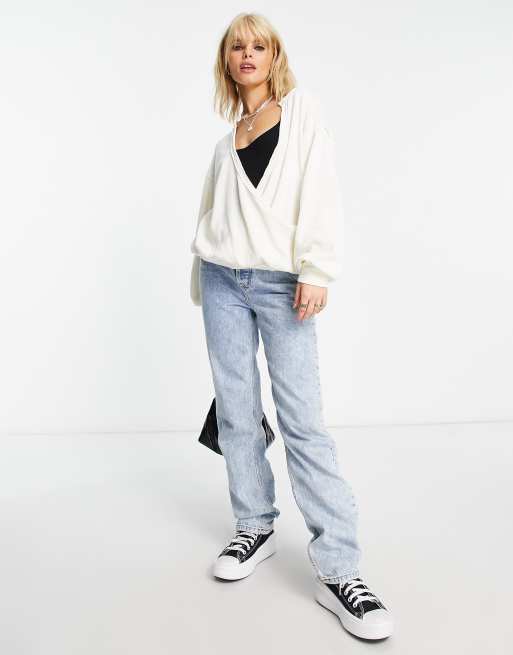 Free People seam detail sweater in off-white