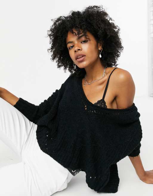 Black 2025 crochet jumper