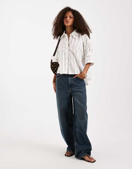 Free People - Seaside - Gestreept overhemd van katoen in ivoorwit, 2 van 4