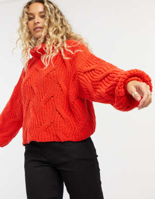 free people red sweater