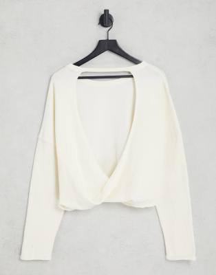 FREE PEOPLE SEE YOU TONIGHT BACKLESS PULLOVER IN WHITE