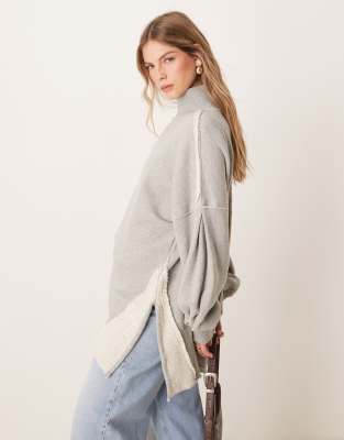 Free People - Sehr locker geschnittener Pullover in Heidegrau