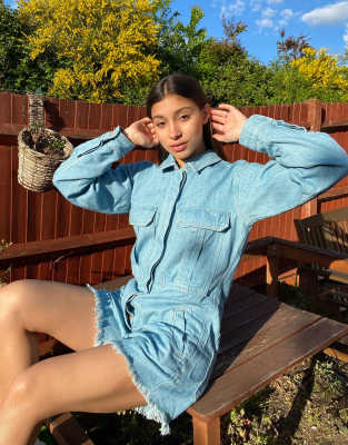 free people denim romper
