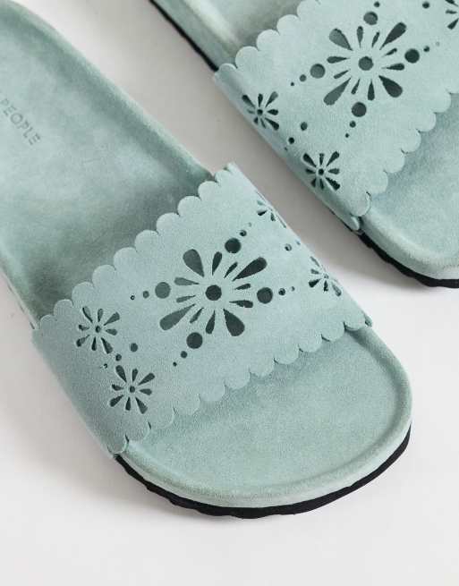 Free People shore cut out sandal in blue cutwork, 3 of 4