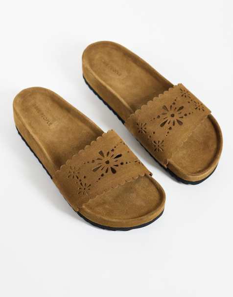Free People shore cut out sandal in light coffee cutwork - view 1