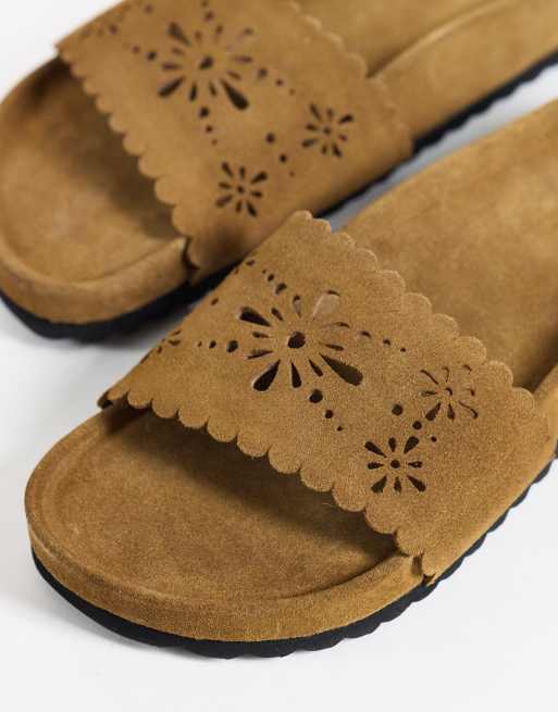 Free People shore cut out sandal in light coffee cutwork, 3 of 4