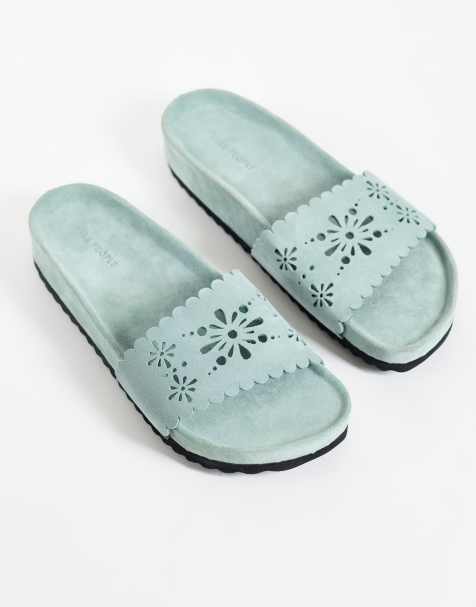 Free People shore cut out sandals in blue cutwork - view 1