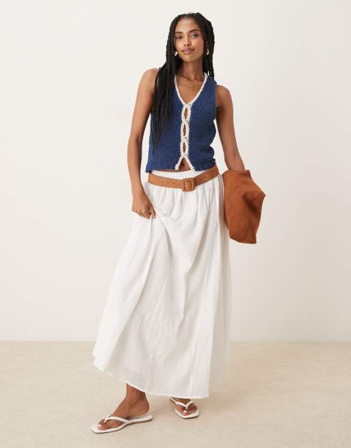 Free People sicily sleeveless knitted tank top in denim blue, 2 of 4