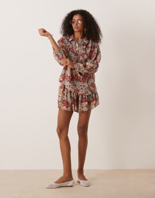 Free People sienna floral print shirt and shorts set in multi - view 1