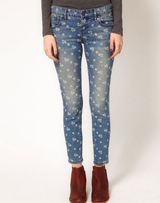 daisy print jeans