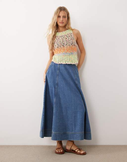 Free People sleeveless knit singlet in green combo, 2 of 4