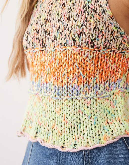 Free People sleeveless knit singlet in green combo, 4 of 4