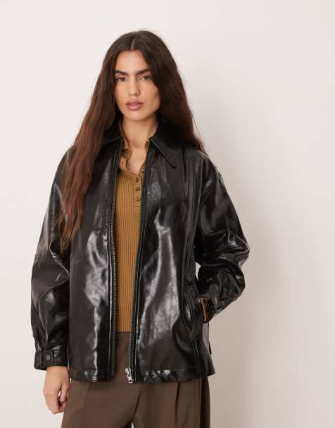 Free People sloane faux vegan jacket in black - view 1