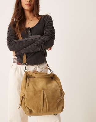 RARE Free People leather, suede, woven basket back pack. Like new. Barely used. Suede Sardona Backpack | Free People main image 2