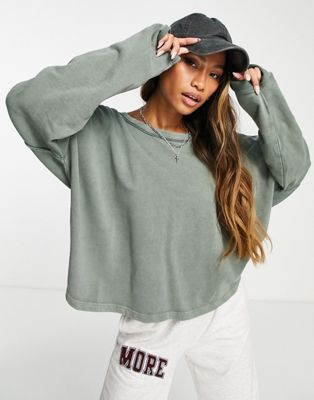 Free People slouchy sweater in pine green