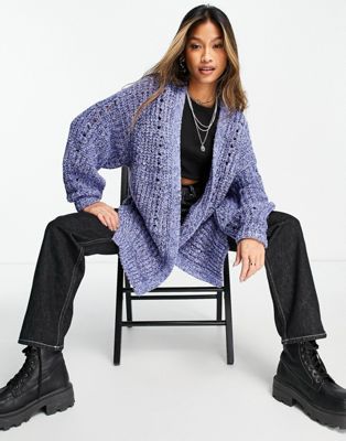 Free People Smoothie oversized cardigan in blue
