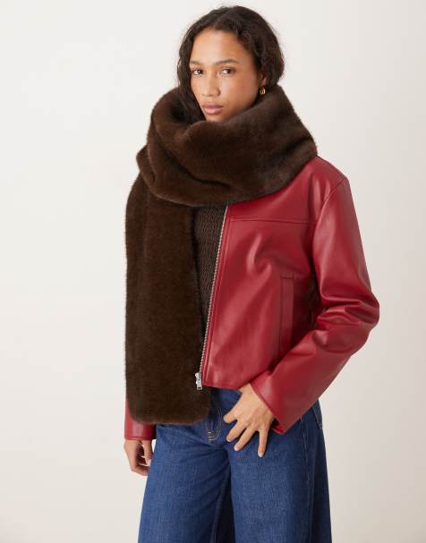 Free People snow angel faux fur scarf in espresso - view 1