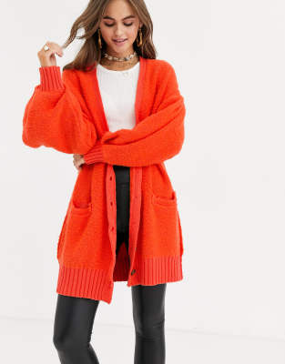 orange long cardigan