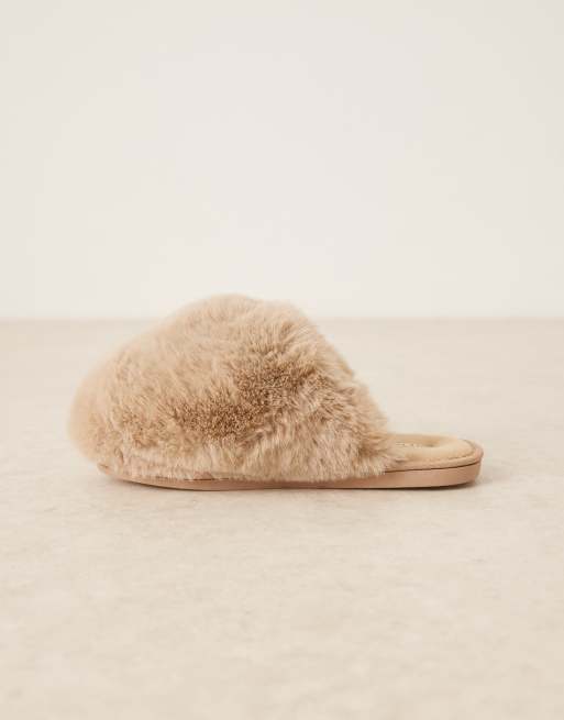 Free People Snowball fluffy slippers in taupe, 4 of 4