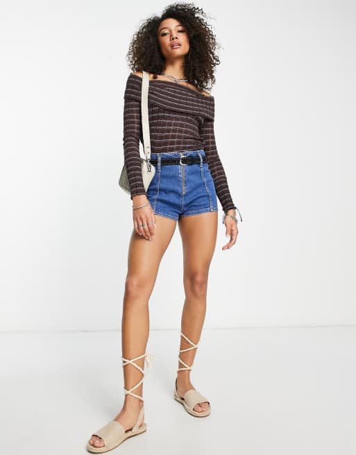 Free People - Snowbunny - Lilla ribstrikket offshoulder-top, 3 af 4