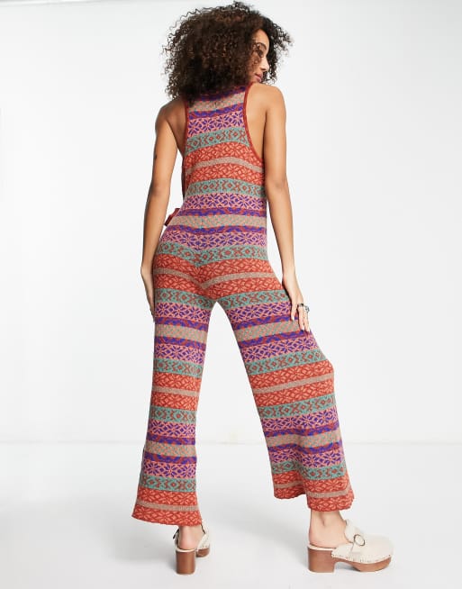 Free People – Snowfall – Flerfärgad stickad jumpsuit med omlottdesign, 2 av 4