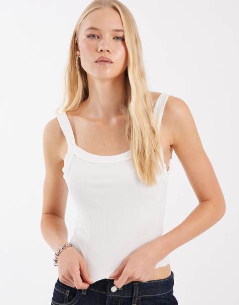 Free People so soft seamless scoop tank top in clean ivory - view 1